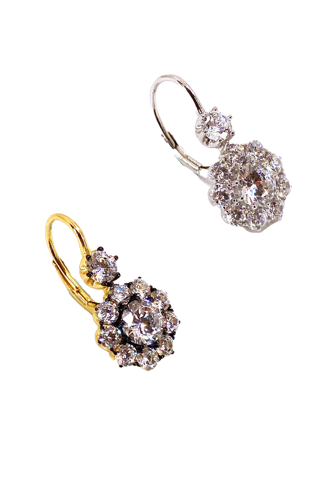 Elmas Montür Çiçek Gümüş Küpe