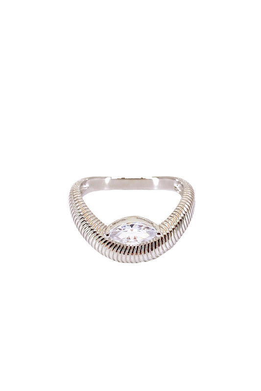 Markiz Ve Tırtıklı V Gümüş Yüzük