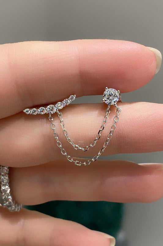 Tektaş Ve Yay İkili Gümüş Çivili Küpe