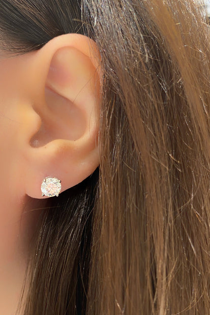 Vip L Dört Tırnak Tektaş Gümüş Çivili Küpe