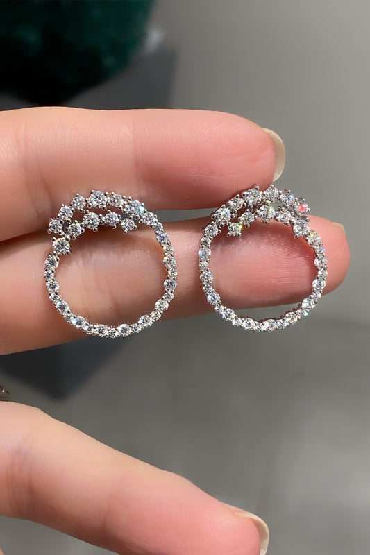 Vip Süzme Taşlı Çember Gümüş Küpe