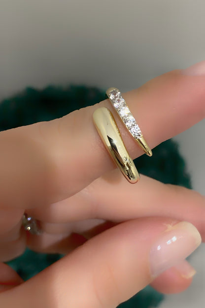 Süzme Beş Taş Ayrık Gümüş Yüzük