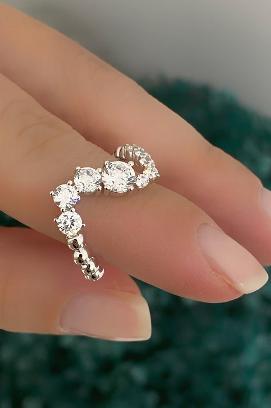 Beyaz Dört Mix Taş Top Top Gümüş Yüzük