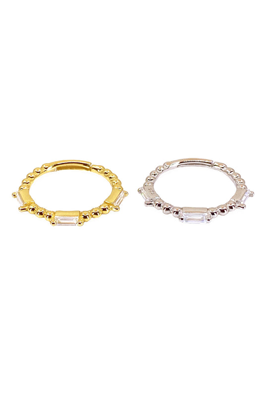 Üç Baget Top Montür İnce Gümüş Serçeparmak Yüzüğü