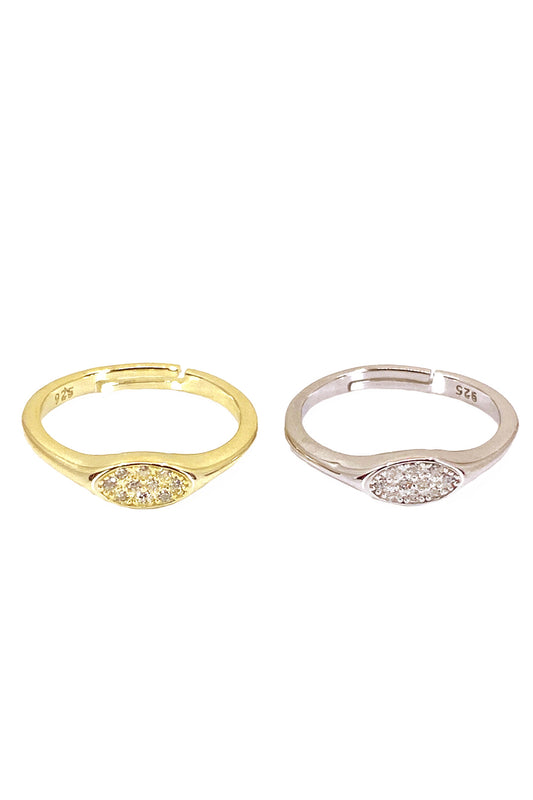 Minimal Taşlı Oval İnce Gümüş Serçeparmak Yüzüğü