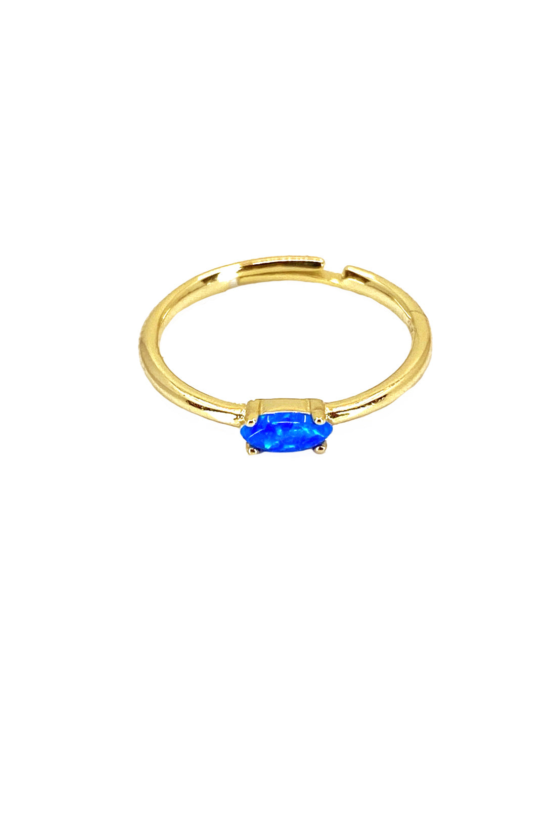 Oval Mavi Opal İnce Gümüş Serçeparmak Yüzüğü