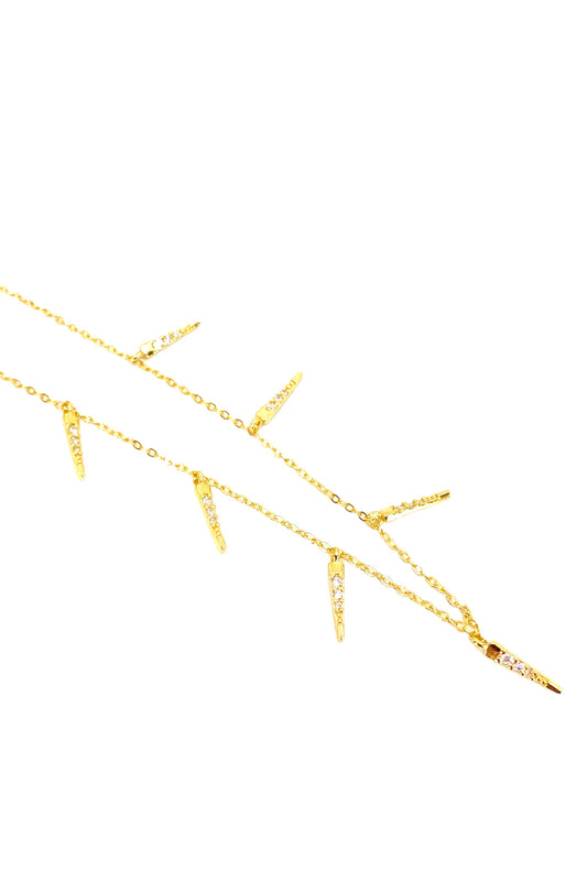 Taşlı Üçgen Çubuk Sallantılı Gümüş Kolye