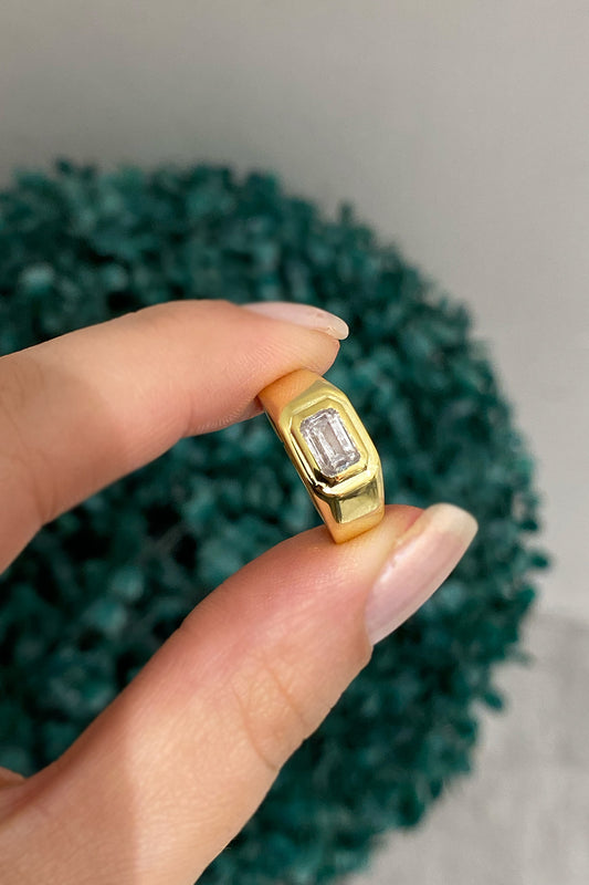 Çerçeveli Baget Serçe Gümüş Yüzük