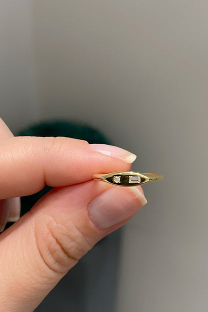 Mini Baget Tektaş Serçe Gümüş Yüzük