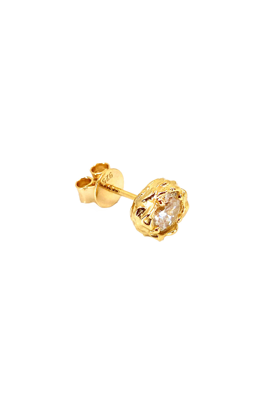Tektaş Dövme Desen Gümüş Çivili Küpe