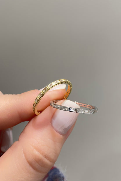 Minimal Gömülü Mini Baget Tamtur Gümüş Yüzük