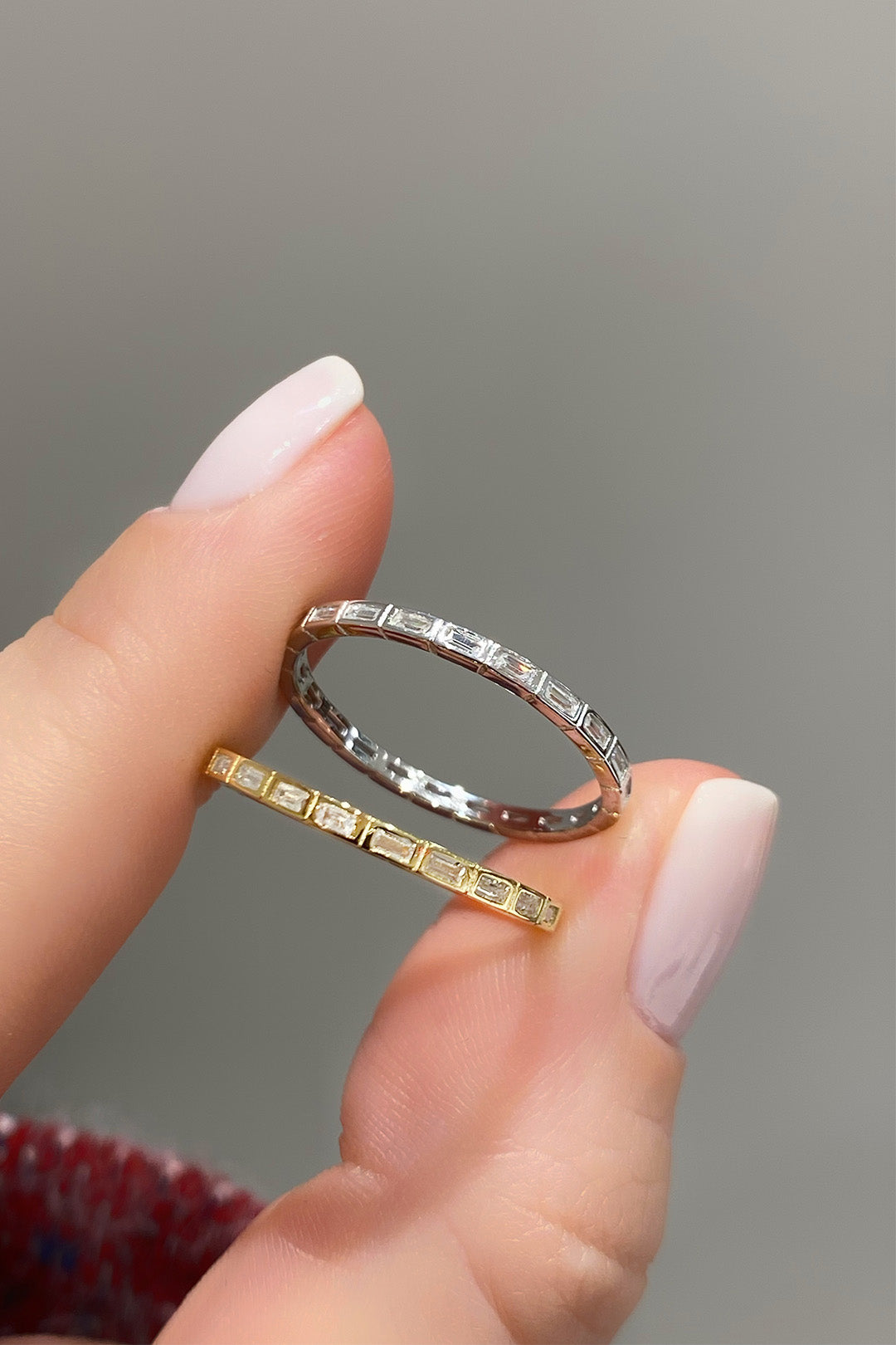 Minimal Gömülü Mini Baget Tamtur Gümüş Yüzük