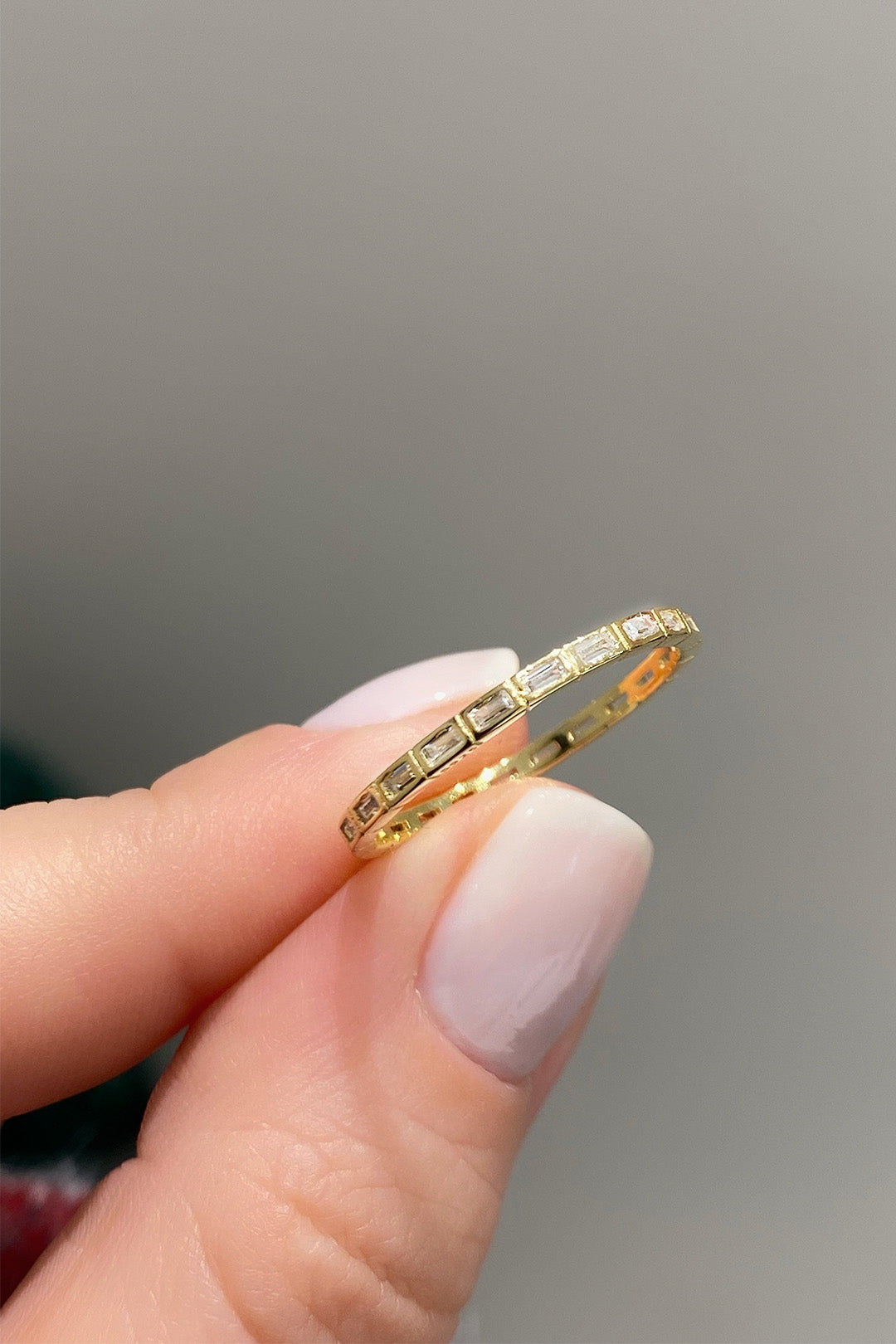 Minimal Gömülü Mini Baget Tamtur Gümüş Yüzük