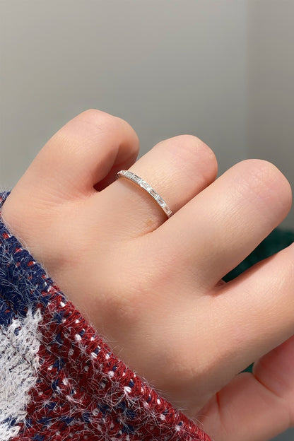 Minimal Gömülü Mini Baget Tamtur Gümüş Yüzük