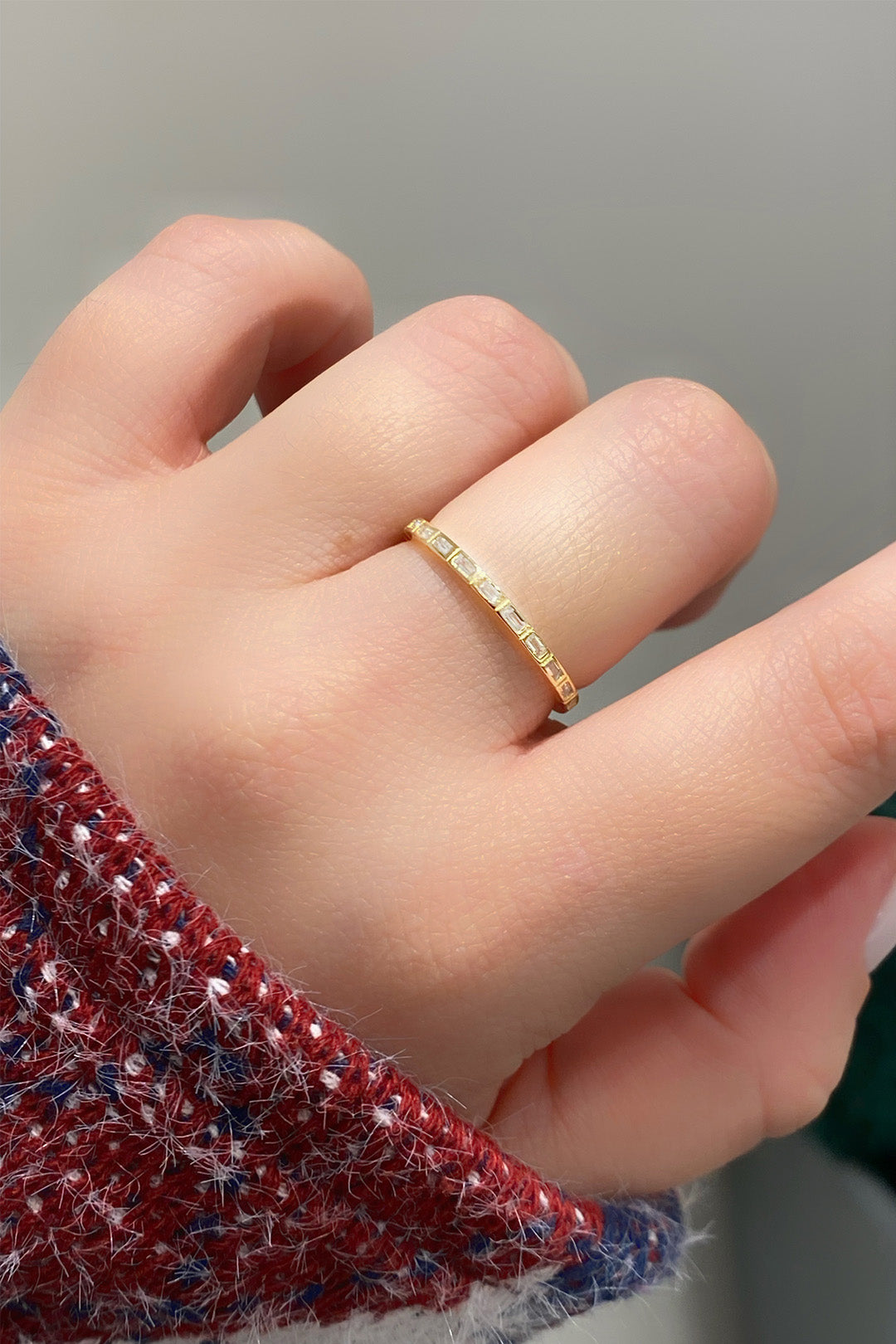 Minimal Gömülü Mini Baget Tamtur Gümüş Yüzük