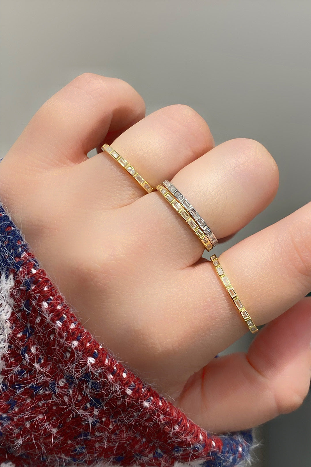 Minimal Gömülü Mini Baget Tamtur Gümüş Yüzük