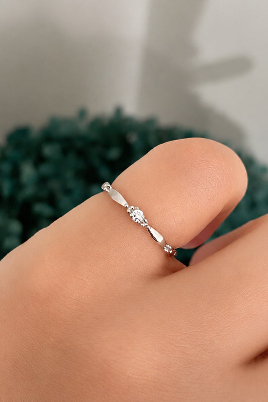 Tektaş Ve Dört Boğum İnce Gümüş Yüzük