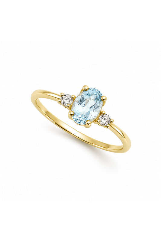 Blue Topaz Oval Gümüş Yüzük