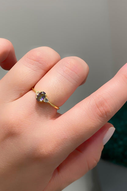 Mistik Topaz Oval Gümüş Yüzük