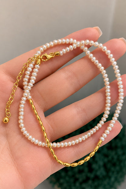 İnci ve Dövme Desen Gümüş Kolye