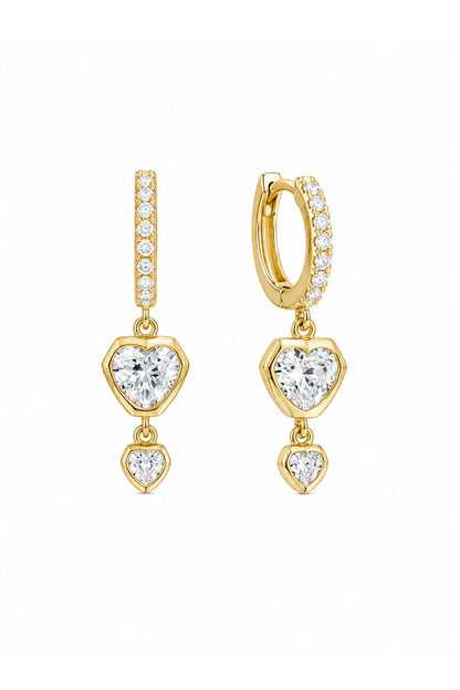 Büyük Ve Küçük İki Kalp Sallantılı Gümüş Küpe