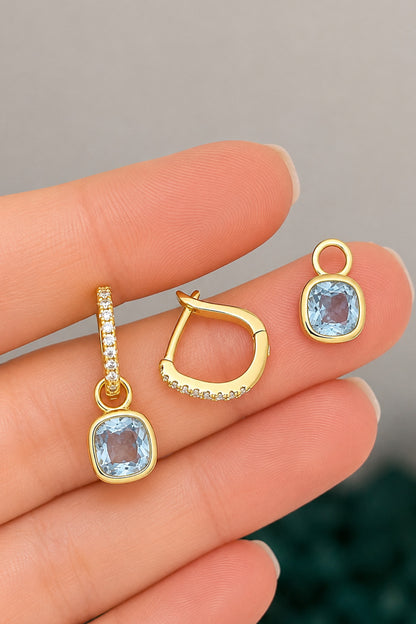 Aqua Kare Gümüş Pin Küpe