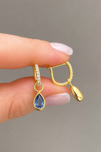 Aqua Damla Gümüş Pin Küpe