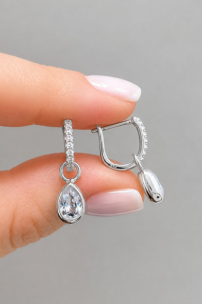 Aqua Damla Gümüş Pin Küpe