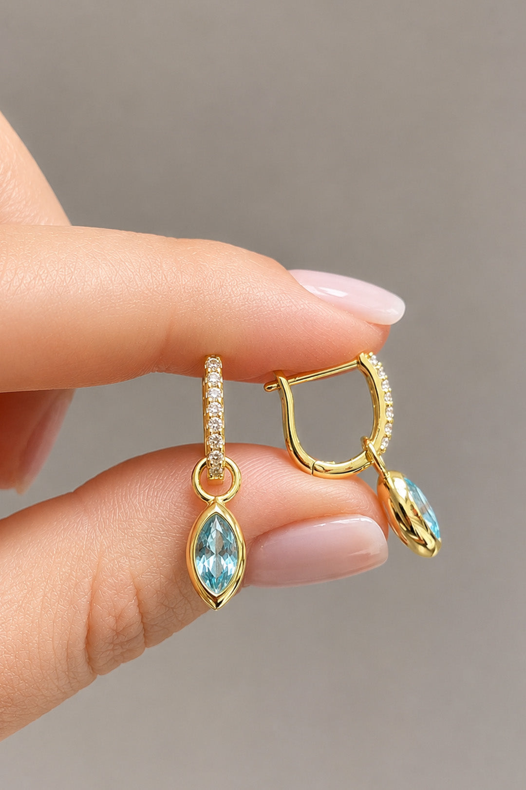 Aqua Markiz Gümüş Pin Küpe