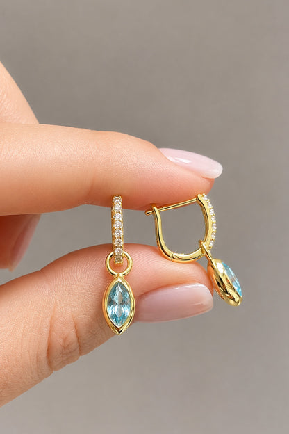 Aqua Markiz Gümüş Pin Küpe