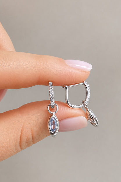 Aqua Markiz Gümüş Pin Küpe