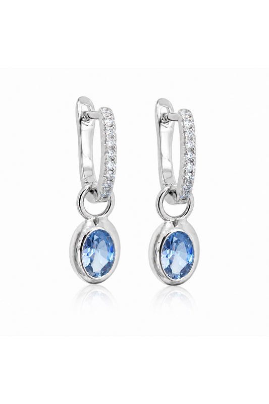 Aqua Oval Gümüş Pin Küpe
