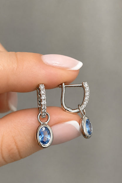 Aqua Oval Gümüş Pin Küpe