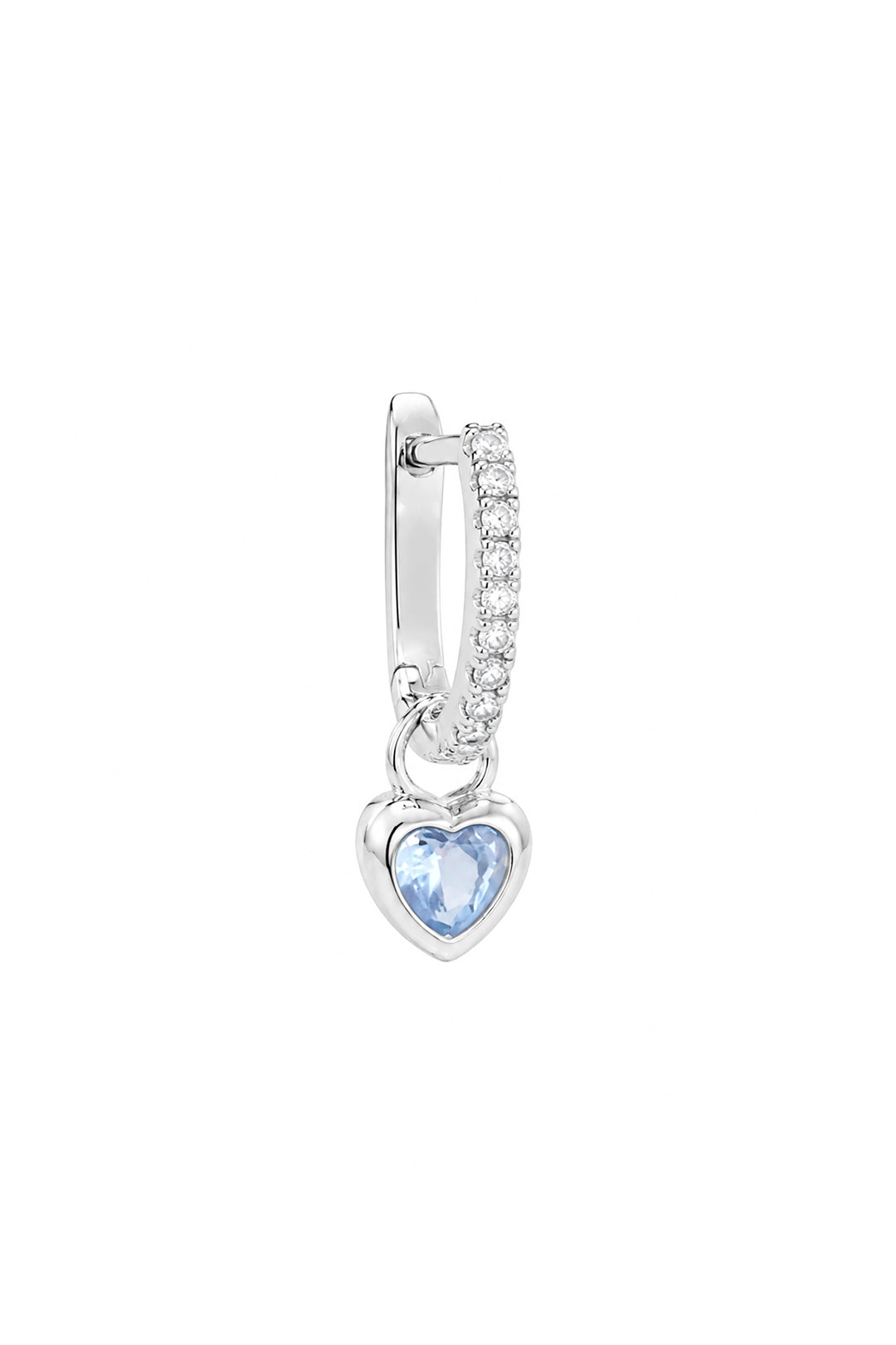 Gömülü Aqua Kalp Sallantılı Gümüş Pin Küpe