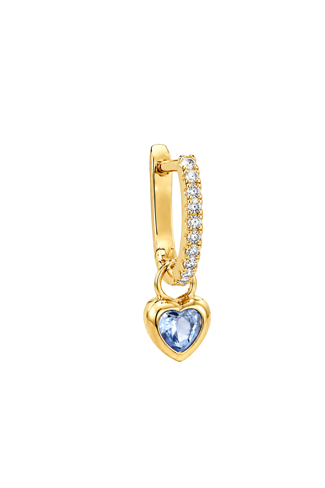 Gömülü Aqua Kalp Sallantılı Gümüş Pin Küpe